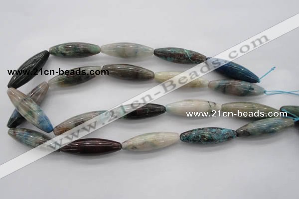 CCS32 15.5 inches 12*40mm rice natural chrysocolla gemstone beads