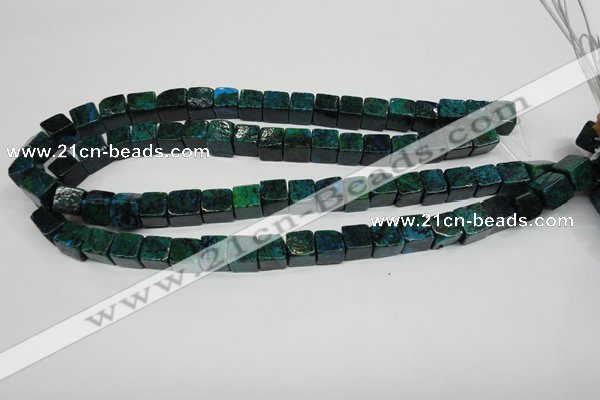 CCS420 15.5 inches 10*10mm cube dyed chrysocolla gemstone beads