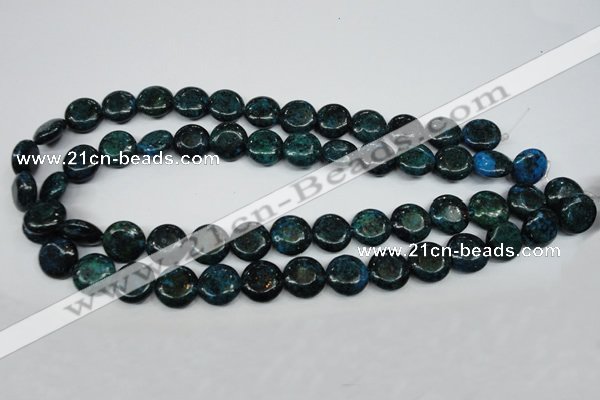 CCS434 15.5 inches 14mm flat round dyed chrysocolla gemstone beads