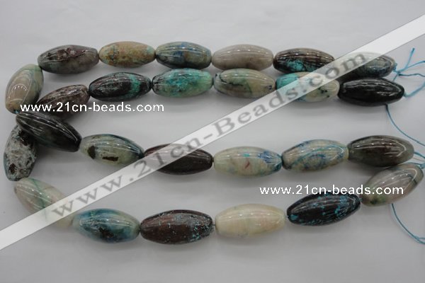 CCS45 15.5 inches 15*30mm rice natural chrysocolla gemstone beads