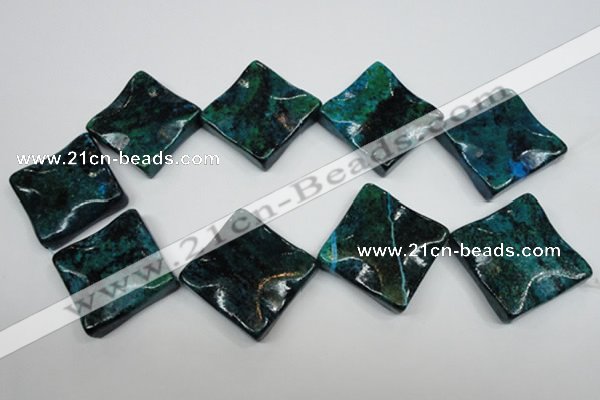 CCS488 15.5 inches 32*32mm wavy diamond dyed chrysocolla gemstone beads