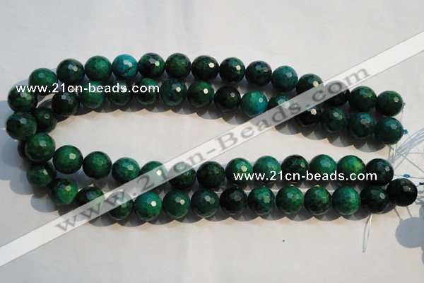 CCS605 15.5 inches 14mm faceted round dyed chrysocolla gemstone beads