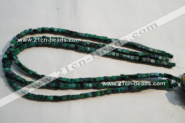 CCS610 15.5 inches 4*4mm cube dyed chrysocolla gemstone beads