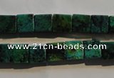 CCS612 15.5 inches 8*8mm cube dyed chrysocolla gemstone beads