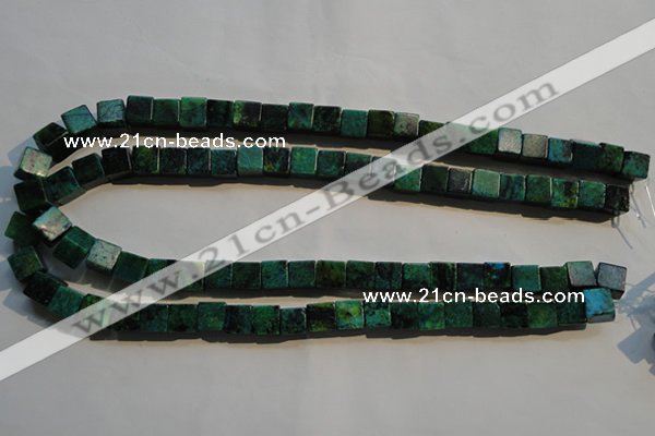 CCS612 15.5 inches 8*8mm cube dyed chrysocolla gemstone beads