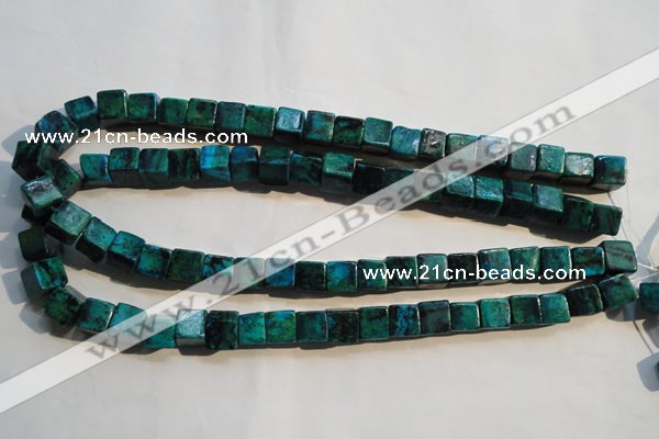 CCS614 15.5 inches 10*10mm cube dyed chrysocolla gemstone beads