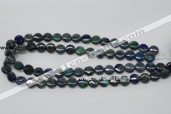 CCS63 16 inches 12mm flat round dyed chrysocolla gemstone beads