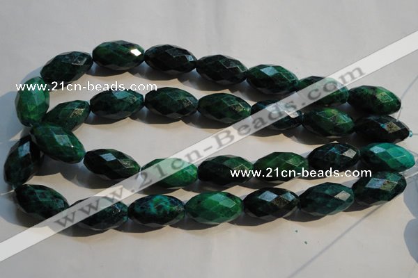 CCS638 15.5 inches 14*25mm faceted rice dyed chrysocolla gemstone beads