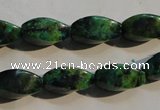 CCS640 15.5 inches 8*16mm twisted rice dyed chrysocolla gemstone beads