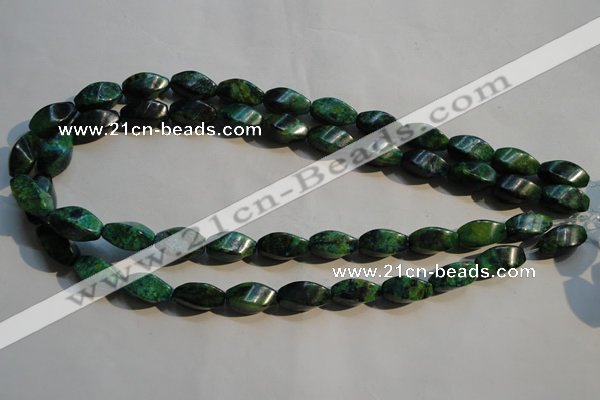 CCS640 15.5 inches 8*16mm twisted rice dyed chrysocolla gemstone beads