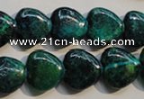 CCS651 15.5 inches 15*15mm heart dyed chrysocolla gemstone beads