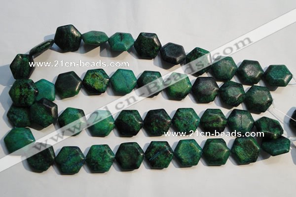 CCS675 15.5 inches 18*20mm hexagon dyed chrysocolla gemstone beads