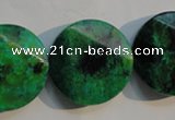 CCS677 15.5 inches 25mm faceted coin dyed chrysocolla gemstone beads