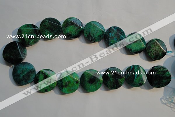 CCS677 15.5 inches 25mm faceted coin dyed chrysocolla gemstone beads