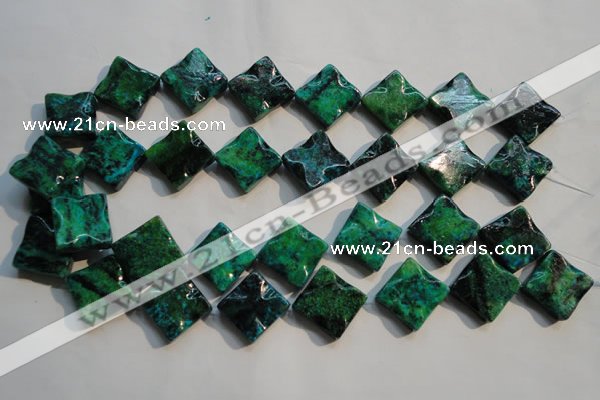 CCS685 15.5 inches 18*18mm wavy diamond dyed chrysocolla beads