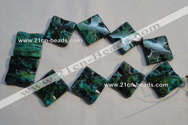 CCS688 15.5 inches 30*30mm wavy diamond dyed chrysocolla beads