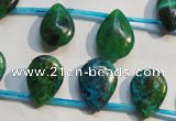 CCS712 Top-drilled 12*17mm flat teardrop dyed chrysocolla gemstone beads