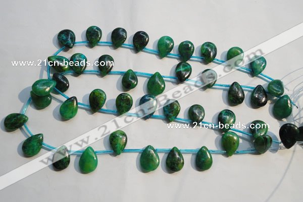 CCS712 Top-drilled 12*17mm flat teardrop dyed chrysocolla gemstone beads