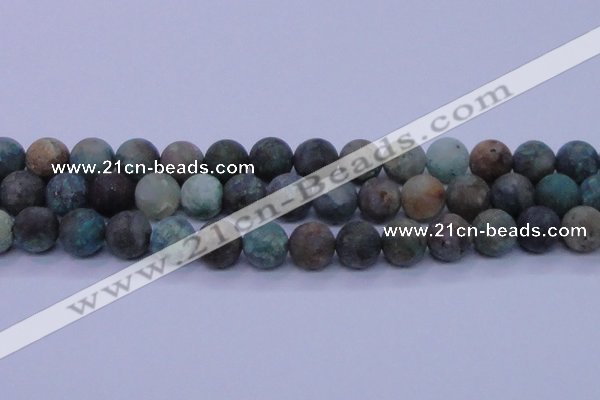 CCS765 15.5 inches 14mm round matte natural chrysocolla beads