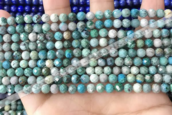 CCS881 15.5 inches 5mm faceted round natural chrysocolla beads