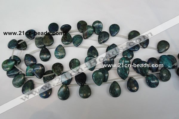 CCS92 Top-drilled 15*20mm flat teardrop dyed chrysocolla gemstone beads