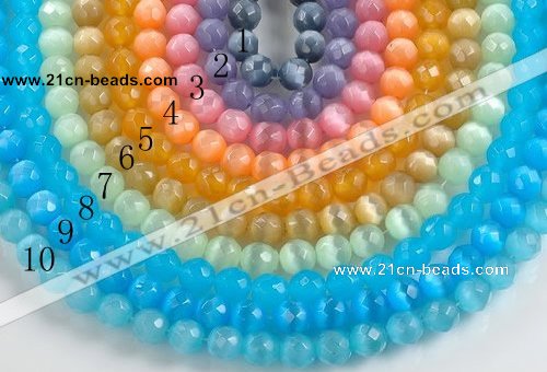 CCT01 Different color 10mm faceted round cat eye beads Wholesale