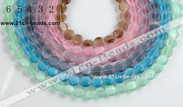 CCT04 10mm different color coin shape cats eye beads Wholesale