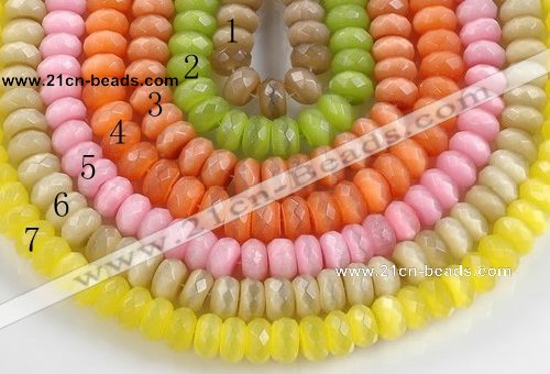 CCT05 14 inch 7*12mm faceted roundel cats eye beads Wholesale