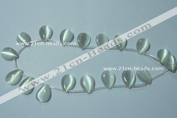 CCT1020 Top-drilled 13*18mm flat teardrop cats eye beads wholesale