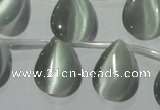 CCT1021 Top-drilled 13*18mm flat teardrop cats eye beads wholesale