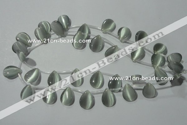 CCT1021 Top-drilled 13*18mm flat teardrop cats eye beads wholesale