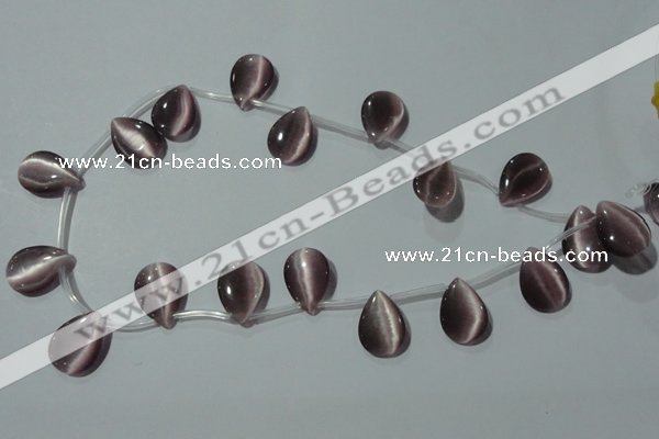 CCT1022 Top-drilled 13*18mm flat teardrop cats eye beads wholesale