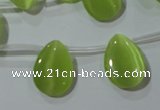 CCT1023 Top-drilled 13*18mm flat teardrop cats eye beads wholesale