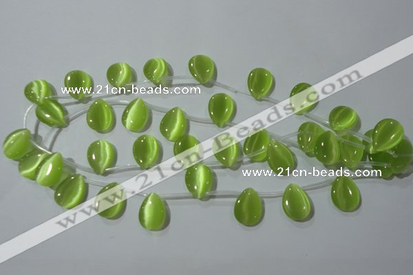 CCT1023 Top-drilled 13*18mm flat teardrop cats eye beads wholesale