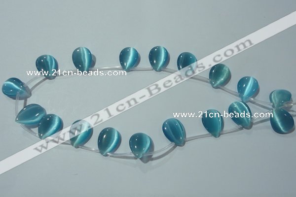 CCT1024 Top-drilled 13*18mm flat teardrop cats eye beads wholesale