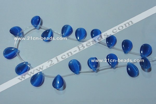 CCT1025 Top-drilled 13*18mm flat teardrop cats eye beads wholesale