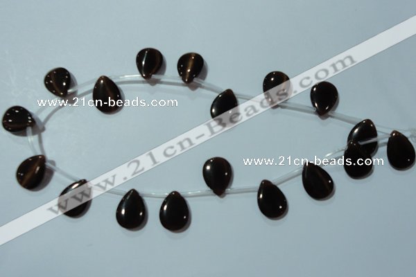 CCT1027 Top-drilled 13*18mm flat teardrop cats eye beads wholesale