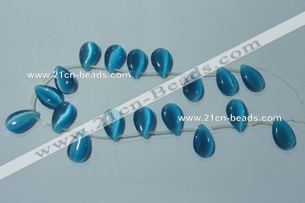 CCT1031 Top-drilled 14*22mm flat teardrop cats eye beads wholesale