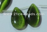 CCT1032 Top-drilled 14*22mm flat teardrop cats eye beads wholesale