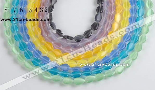 CCT12 14.5 inches 8*12mm flat teardorp cats eye beads Wholesale