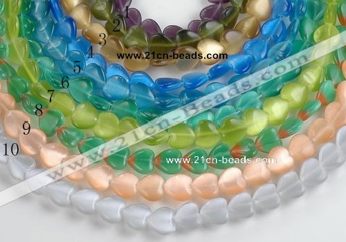 CCT14 10*12mm different color heart cats eye beads Wholesale