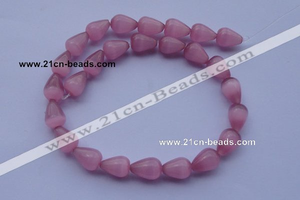 CCT17 14 inches 10*14mm teardrop pink cats eye beads wholesale