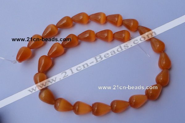 CCT18 14 inches 10*14mm teardrop orange red cats eye beads wholesale