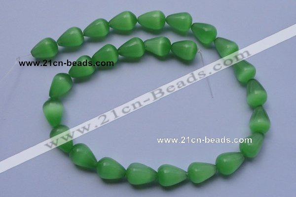 CCT19 14 inches 10*14mm teardrop green cats eye beads wholesale