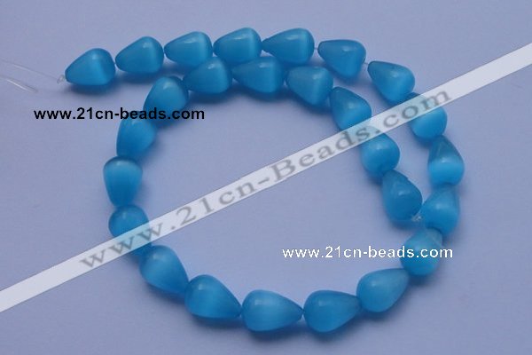 CCT20 14 inches 10*14mm teardrop navy blue cats eye beads wholesale