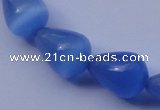 CCT21 14 inches 10*14mm teardrop ink blue cats eye beads wholesale