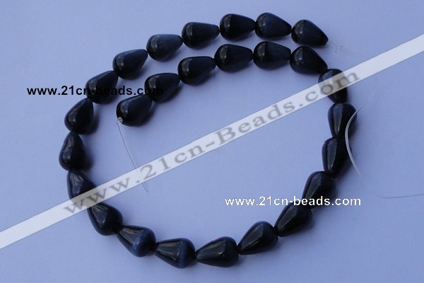 CCT23 14 inches 10*14mm teardrop black cats eye beads wholesale