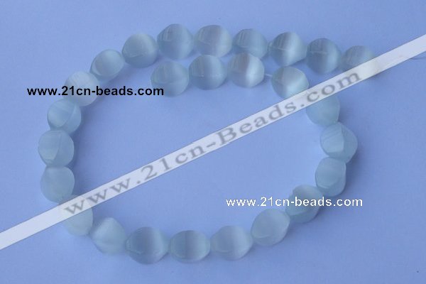 CCT24 14 inches 10*14mm twisted white cats eye beads wholesale