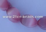 CCT25 14 inches 10*14mm twisted pink cats eye beads wholesale