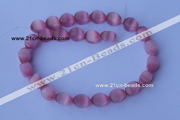 CCT25 14 inches 10*14mm twisted pink cats eye beads wholesale